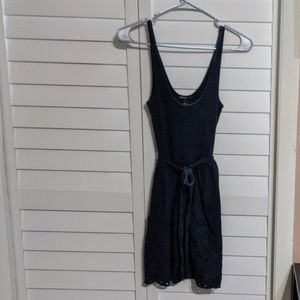 Navy eyelet Mango dress w/ matching belt